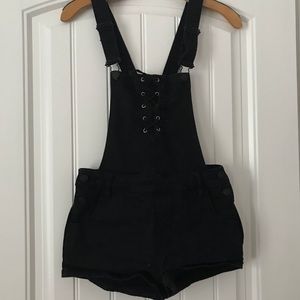 SOLD Lace Up Overall Shorts